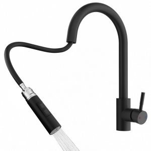 Rainsworth Robinet de cuisine avec douchette extensible - Robinet de cuisine haute pression avec deux types de jet d'eau, robinet d'évier rotatif à 360°, mitigeur de cuisine en acier inoxydable,