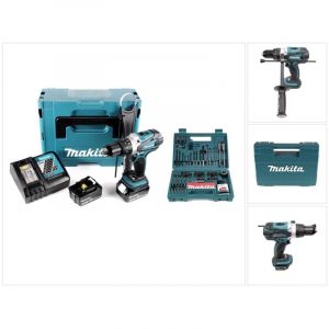 Makita DHP 458 RTJ Perceuse visseuse à percussion sans fil 91Nm 18V + 2x Batteries 5,0 Ah + Chargeur + Jeu d'embouts et de