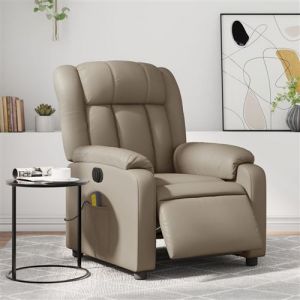 VidaXL Fauteuil de Massage Inclinable Électrique, Chaise de Relaxation avec Dossier, Siège avec Accoudoirs Salon, Moderne, Cappuccino Similicuir