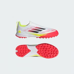 Adidas F50 League Laceless Tf Pure Victory - Blanc/noir/jaune Enfant - Stabilisé (Tf), pointure 28 - ['Blanc'] - Taille 28