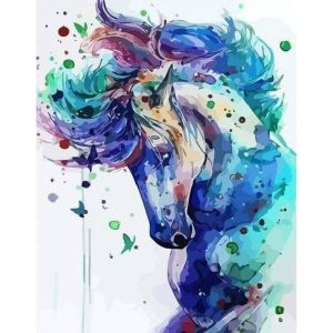 Figured'Art Peinture par Num&eacute;ro Adulte Cheval color&eacute; - Activit&eacute; Manuelle Kit de Loisir Cr&eacute;atif DIY Num&eacute;ro d'Art Complet - 40x50cm sans ch&acirc;ssis en bois