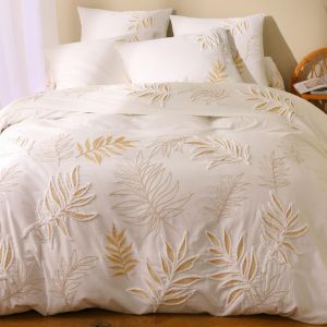 Housse de couette coton lav&eacute; FRISSON - blanc