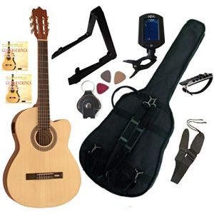 Image de MSA Musikinstrumente Pack guitare électro classique nature cordes D'Addario 9 accessoires