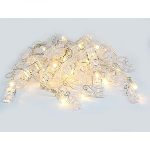 Image de SysLED Guirlande LED de 5 mètres avec 40 pinces à linges transparentes blanc chaud