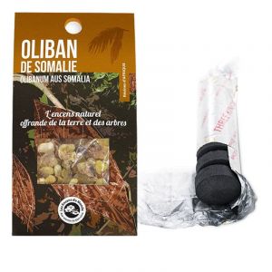 Les encens du monde Résine d'Oliban de Somalie à brûler + rouleau de 10 charbons