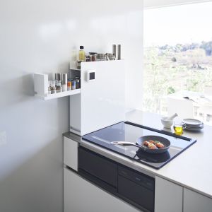 YAMAZAKI 2-st&ouml;ckiges Schiebe-Gew&uuml;rzregal ER &Eacute;tag&egrave;re &agrave; &eacute;pices coulissante &agrave; 2 &eacute;tages, Acier alli&eacute;, Blanc, Taille Unique