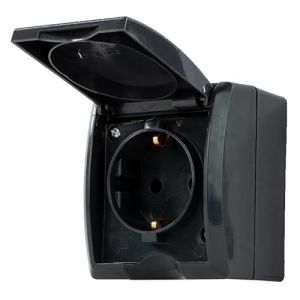 Rev AquaForm Prise pour pièces humides, IP44 unipolaire, montage en saillie, anthracite