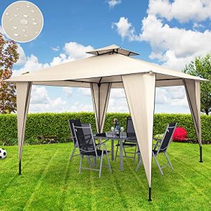 Deuba Tonnelle/Pavillon Sairee cr&egrave;me tente de jardin r&eacute;ception 3,5m x 3,5m - 12,25m&sup2;