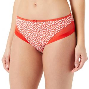 DIM Culotte Femme Generous Classique x1, Rouge &agrave; Fleurs Blanches, 3XL