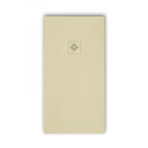 Stano Receveur de douche 70 x 160 cm extra plat PURE en résine surface ardoisée beige Grille beige