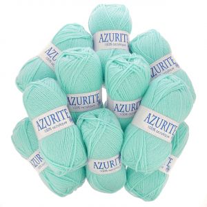 Lot de 10 pelotes de fil à tricoter Azurite 50g 100% acrylique - Col. 3033 Menthe - Mondial Tissus