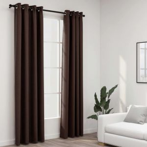 Image de VidaXL Rideaux occultants Aspect lin avec ?illets 2pcs Taupe 140x245cm