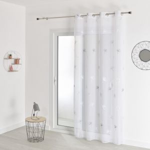 Homemaison Voile Fantaisie Brodé Gris 140X260 cm GINKGO