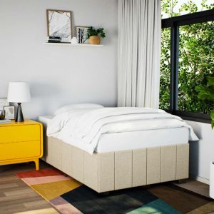 VidaXL Cadre de lit crème 120x190 cm tissu