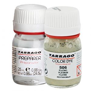 Image de Tarrago Color Dye Double Teinture Colorante Cuir, Cuir Synthétique Et Textil Bouteille + Préparateur 25 millilitres Couleur Platine-506