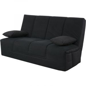 Image de Relaxima Banquette Clic-Clac 130 WASHINGTON coton noir - Matelas Elivea HR45 Simmons