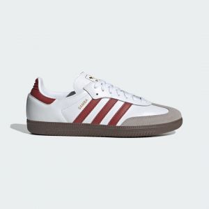 Adidas Original Samba Og - Blanc/preloved Red/gris - Terrain Futsal (Ic), pointure 37⅓ - ['Blanc'] - Taille 37⅓