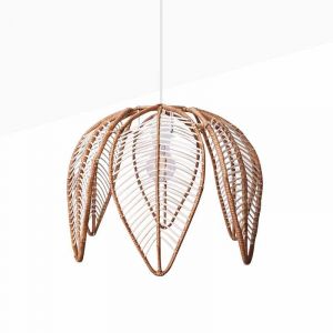 Barcelona led Suspension en rotin Bintan en forme de fleur Blanc - Blanc