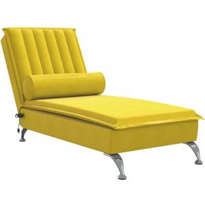 VidaXL Chaise Longue De Massage Avec Traversin Jaune Velours