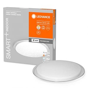 Image de Ledvance ORBIS SPARKLE SMART+ WiFi luminaire Ø 56cm, plafonnier LED dimmable pour l'intérieur, effet pailleté saisissant, 30W, température de couleur réglable de 2700 - 6500K, 3300 lumen, blanc