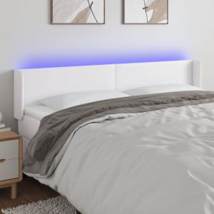 VidaXL T&ecirc;te de lit &agrave; LED Blanc 203x16x78/88 cm Similicuir - Blanc