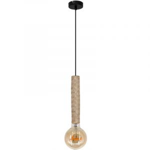 Sampa Suspension design Nala 132cm métal noir et bambou réglable LED