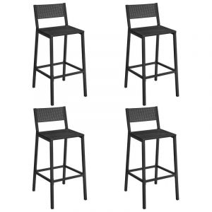 Tabourets de bar Lot de 4 bois acier gris anthracite et noir