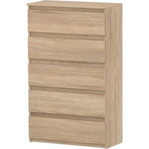 Commode 70 cm - Chne sonoma - 5 tiroirs - Spacieuse et élégante pour salon
