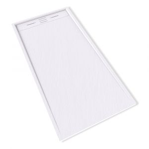 HIEMAL Receveur de douche 80 x 160 cm résine Blanc aspect ardoise + bonde incluse - Salle de bain