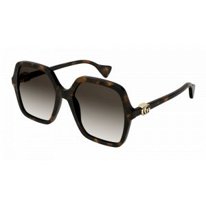 Gucci Femme GG1072S 002 Lunettes de soleil Acétate Havane Marron Carré Ombré