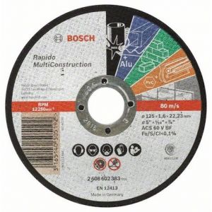 Bosch 2608602383 - Disque Universel &agrave; tron&ccedil;onner &agrave; moyeu plat Rapido Multi Construction 125X1.6 MM