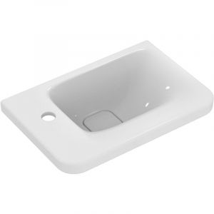 Ideal Standard TONIC II Lave-mains asymétrique 45 x 31 cm, trop-plein caché, 1 trou à gauche. Couleur blanc (K087501)