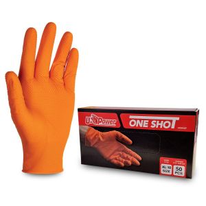 U-Power Gants nitrile jetables orange texture diamant&Eacute;e 8g - 50 pcs - taille 10