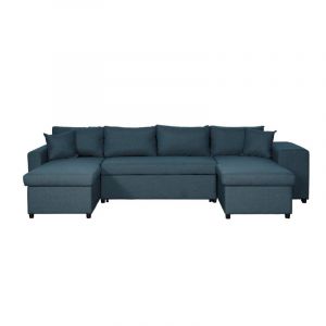 Canapé Panoramique Convertible "Coval" 305cm Bleu Pétrole Prix
