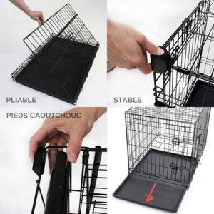 Caisse pour Chien Pliable Taille M - Cage Chiens en Métal avec Portes Coulissantes Dimensions 76L x 53l x 61H - Lucky Dog