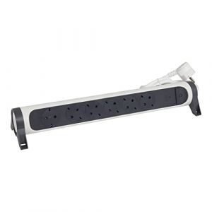Legrand Multiprise rotative à 6 prises, multiprise, protection contre les surcharges, interrupteur marche/arrêt LED, câble de 1,5 m, ultra blanc/gris foncé 694526