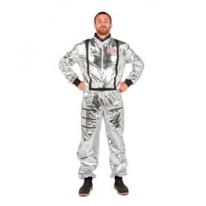 P’TIT CLOWN - 21106 - Déguisement Astronaute Homme - Costume pour Adulte - Parfait pour Carnaval, Fêtes Costumées et Évènements à Thème - Confortable et Réaliste - Polyester - Gris - Taille S/M