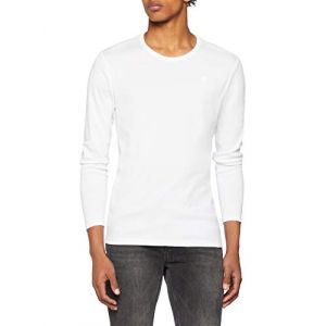 Image de G-Star Raw T-shirts Gstar Base Ribbed Neck Tee L/s 1-pack Premium 1 By 1 - White - XXS