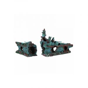 Aqua della Décoration pour aquarium navire de guerre fendu en résine - Modèle 1