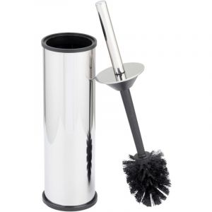 Wenko Porte-brosse fermé à poser Olmedo Tête de brosse remplaçable, Réservoir avec couvercle, Acier inox haute qualité, 8,5 x 37 cm, Argent brillant