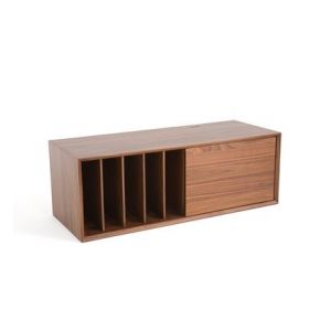 Meuble vinyles L110 x P42 cm noyer, Archivita XL