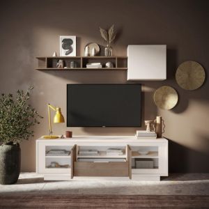 Meuble TV 2 portes et 1 tiroir cashmere