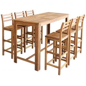 Image de VidaXL Table et Chaises de Bar 7 pcs Bois d'Acacia Massif Mobilier de Bar