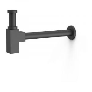 Siphon t&eacute;lescopique avec structure carr&eacute;e pour lavabo de couleur noir mat Complementos Tres