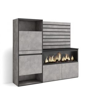 Buffet, Bahut - Meuble de Rangement - 167x35x145 cm - Chambre à coucher, pièce - Cheminée électrique xxl - Meuble à Chaussures - Style moderne