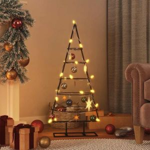 VidaXL Arbre de No&euml;l en m&eacute;tal pour d&eacute;coration noir 90 cm