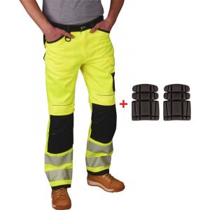 Image de Portwest Pantalon de travail Hi-Vis + protège-genoux 42/44 Jaune