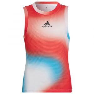 Adidas T-shirt Sans Manches Q1 Pb 128 cm White / Vivid Red / Sky Rush