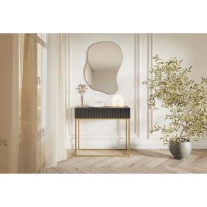 Table console noire avec pieds dorés 90x32 cm