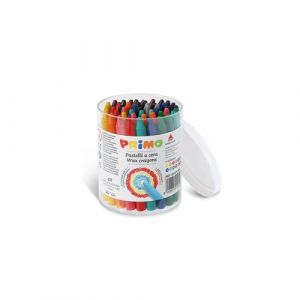 Primo Crayons de Cire Color&eacute;s, Pot de 48 Pi&egrave;ces avec 12 Couleurs pour enfants +3 Ans,Crayons Haute R&eacute;sistance Couleurs Intenses pour Papeterie et Travaux Cr&eacute;atifs pour enfants,Ne Salit Pas les Mains